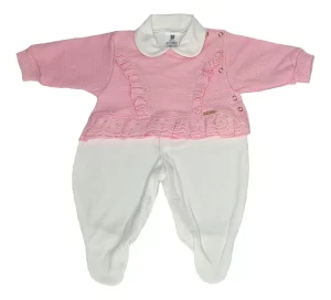 Macacão Bebê Suedine Menina Rosa Bb