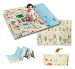 Utileira® Tapete Tatame Infantil Emborrachado Dobrável Dupla Face Bebê Atividades 2,00m X 1,50m Impermeável