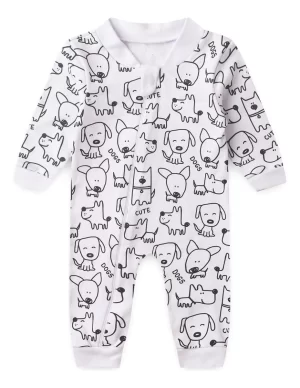 Macacão De Bebê Longo Estampado Com Zíper (rn/p/m/g)