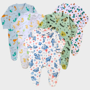 Kit 5 Macacão Em Malha Com Pé - (masculino E Feminino)