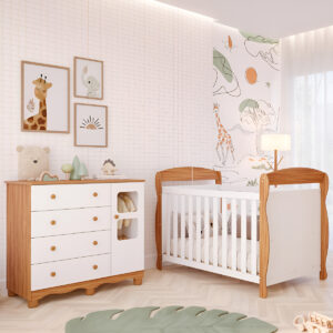 Quarto De Bebê Completo Berço Americano Marquesa Cômoda Uli