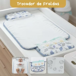 Trocador De Fralda Impermeável Dobrável Lindas Estampas Nuvem Azul