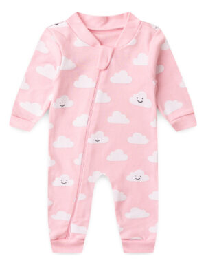 Macacão De Bebê Longo Estampado Com Zíper (rn/p/m/g)