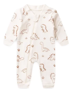 Macacão De Bebê Longo Estampado Com Zíper (rn/p/m/g)