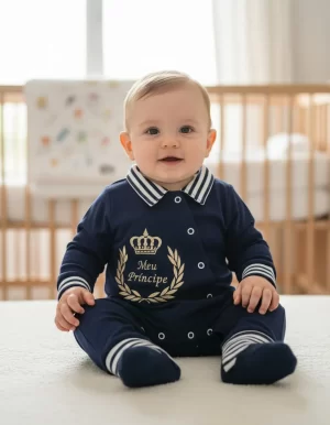Macacão Menino Roupa De Bebê Recem Nascido Príncipe Algodão