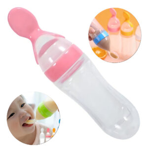 Colher Dosadora Papinha Mamadeira Bebê Silicone Cor Rosa