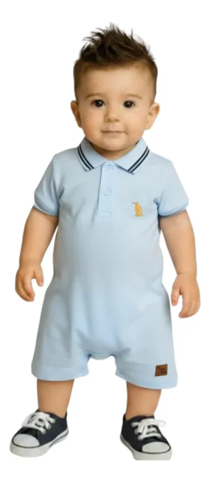 Macacão Roupa Bebê Menino Romper Polo Curto Infantil