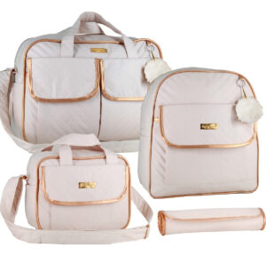 Kit Bolsa maternidade com mochila para menina e menino cor creme Bambinelli