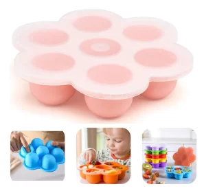 Porta Papinha Pote De Silicone Com 7 Divisórias Com Tampa