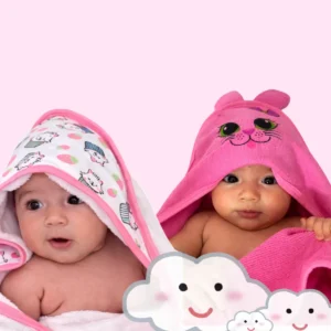 Kit 2 Toalhas De Banho Bebê Com Capuz E Orelhinha Infantil