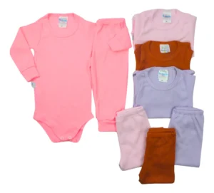 Kit 08 Peças Canelado Bebê Body E Calça Mijão Rn Ao Gg