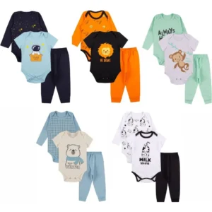 Kit Roupa De Bebe 9 Peças Body E Calça Algodão De Menino