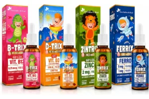 Kit Infantil D3+B12+Zinco+Ferro Flora Nativa do Brasil para Crianças sabor Morango