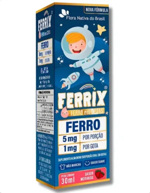 Ferro Em Gotas Sabor Morango Ferrix 30ml Flora Nativa
